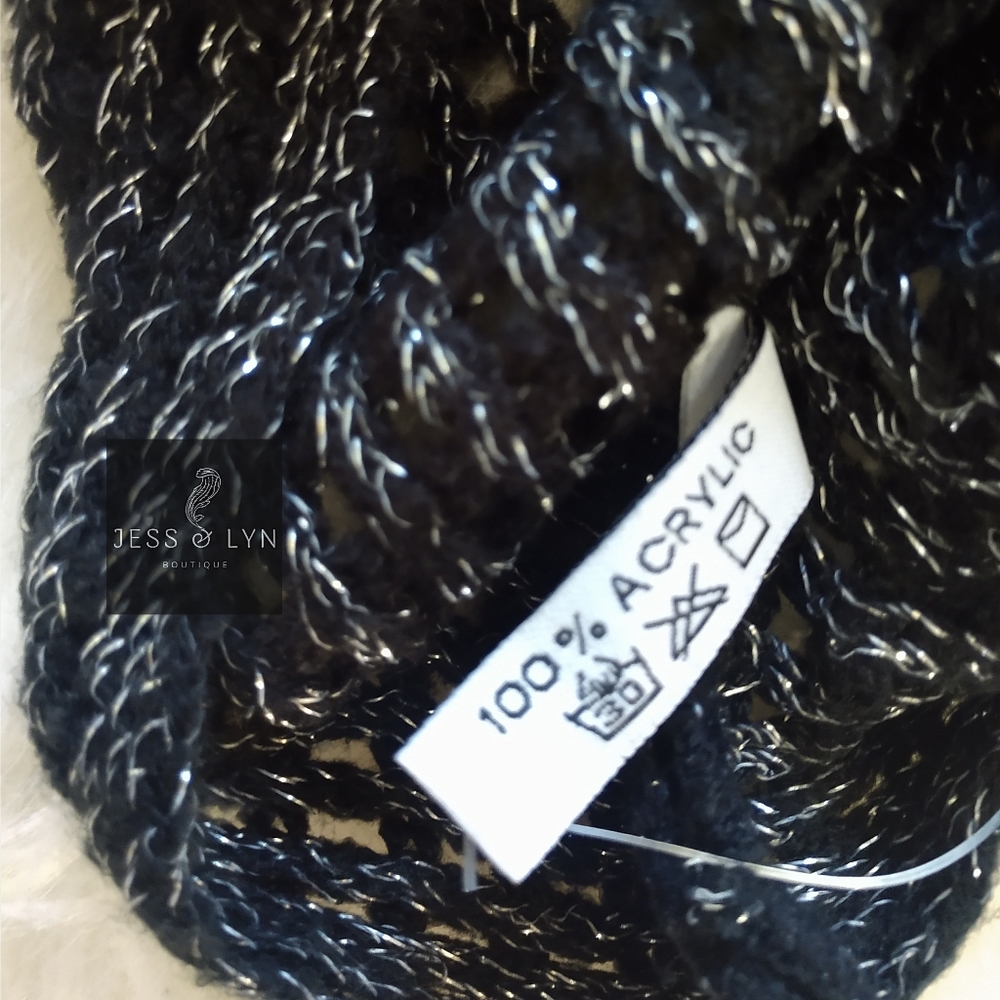 🆕RAYA- Black Oversized Two Tone Knit Sweater w/Wide Sleeves - Picture 11 of 12